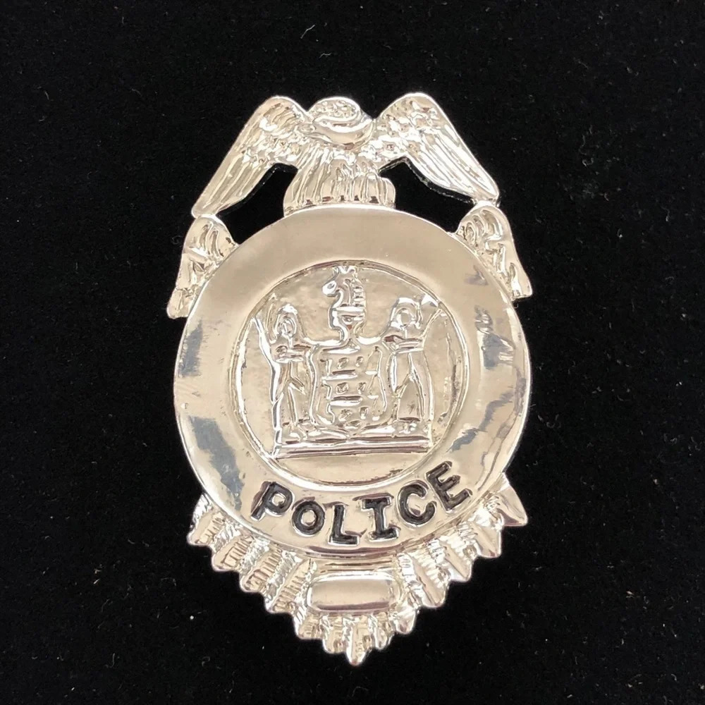 Silver Tone Police Officer Badge‎ Pin Brooch Eagle